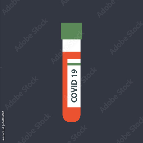 blood test tube covid 19 icon, vector color illustration