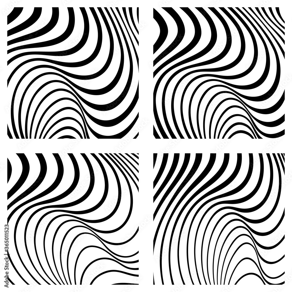 Vector abstract line patterns set.