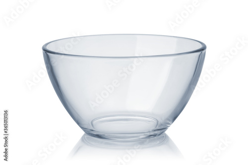 Front view of empty glass bowl