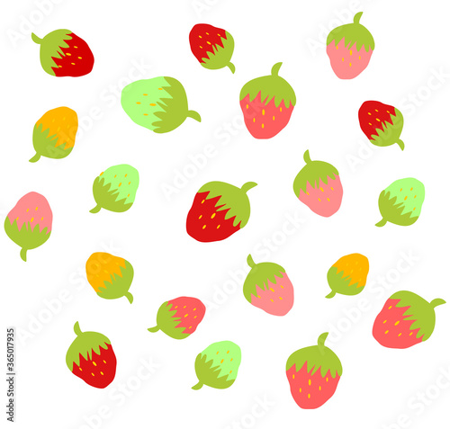 Fototapeta Naklejka Na Ścianę i Meble -  Colorful Red Strawberry Illustration Pattern