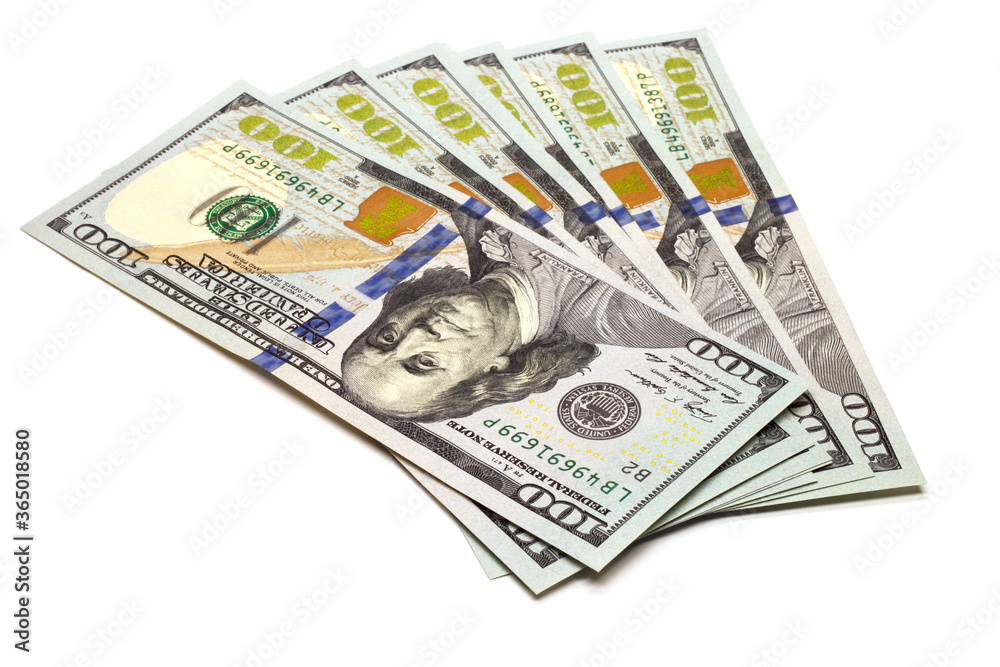 Stack of american one hundred dollar. American dollars, currency money banknotes. Macro. Top view closeup. Stack of american one hundred dollar. American dollars, currency money banknotes. Macro. Top view closeup.