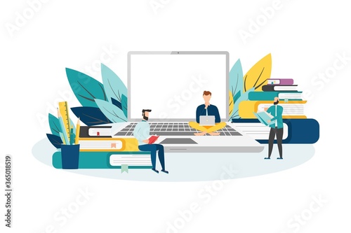 E-learning, online education at home. Modern vector illustration concepts for website and mobile website development