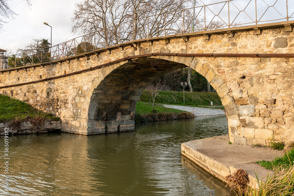 Bridge over the Canal du Midi in France, in the village of Roubia