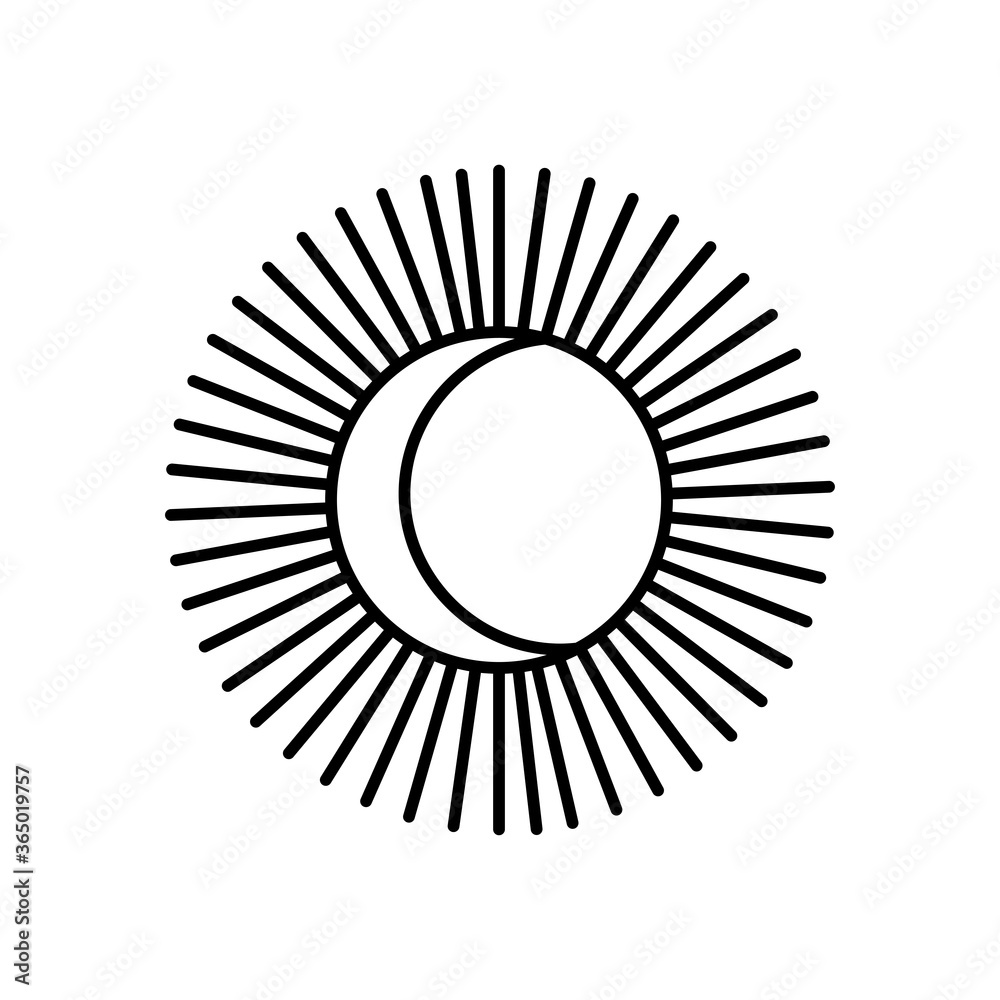 Fototapeta premium sun and moon icon, line style