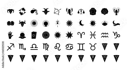 astrology signs icon set, silhouette style
