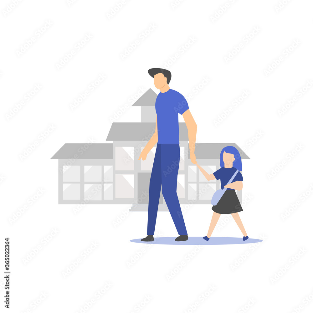 Dad taking his daughter out of the school after classes
