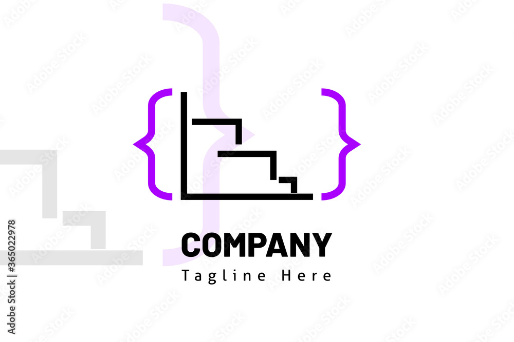stair studio web code illustration logo template stair studio web code illustration logo template