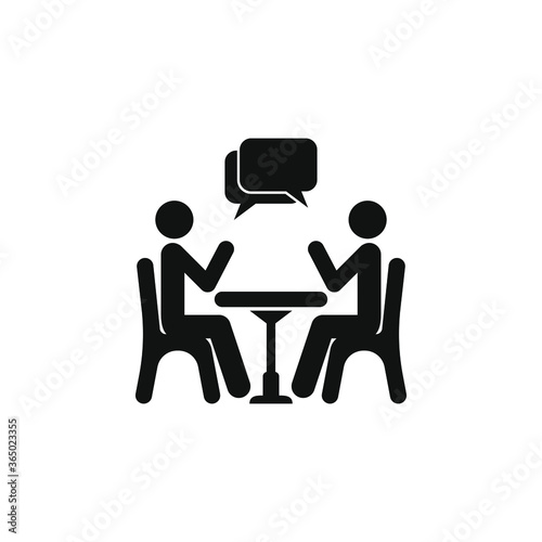 Two people at the table icon design isolated on white background. Vector illustration