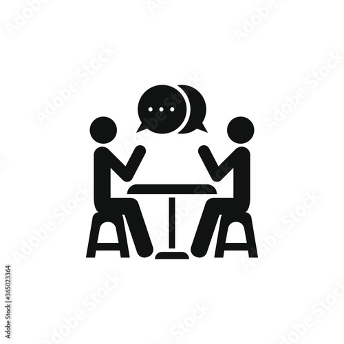 Two people at the table icon design isolated on white background. Vector illustration