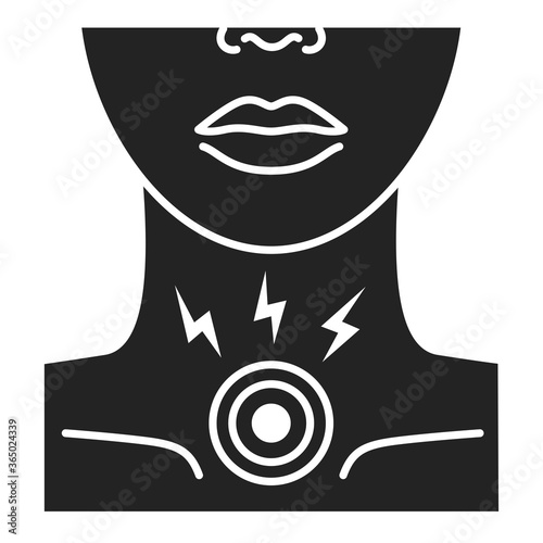 Acute sore throat black glyph icon. Inflammation larynx. Health problem. Sign for web page, mobile app, banner.
