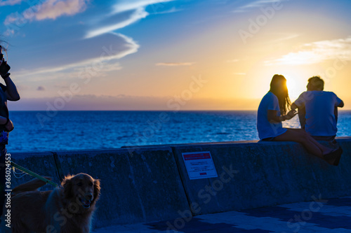 Foto sunset seawall