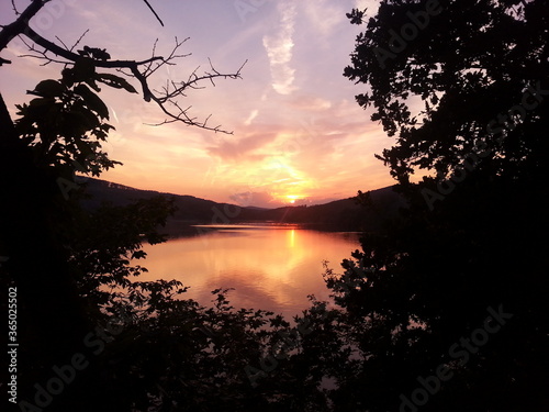 sunset over lake