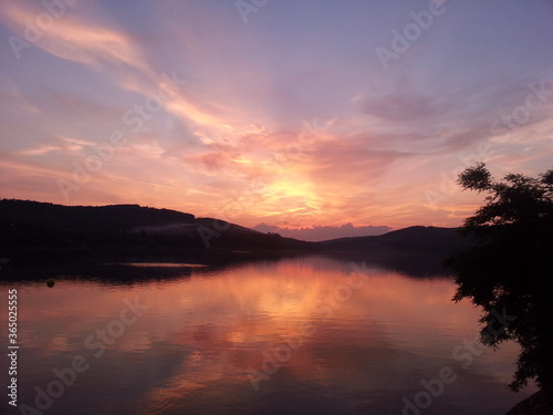 sunset over the lake