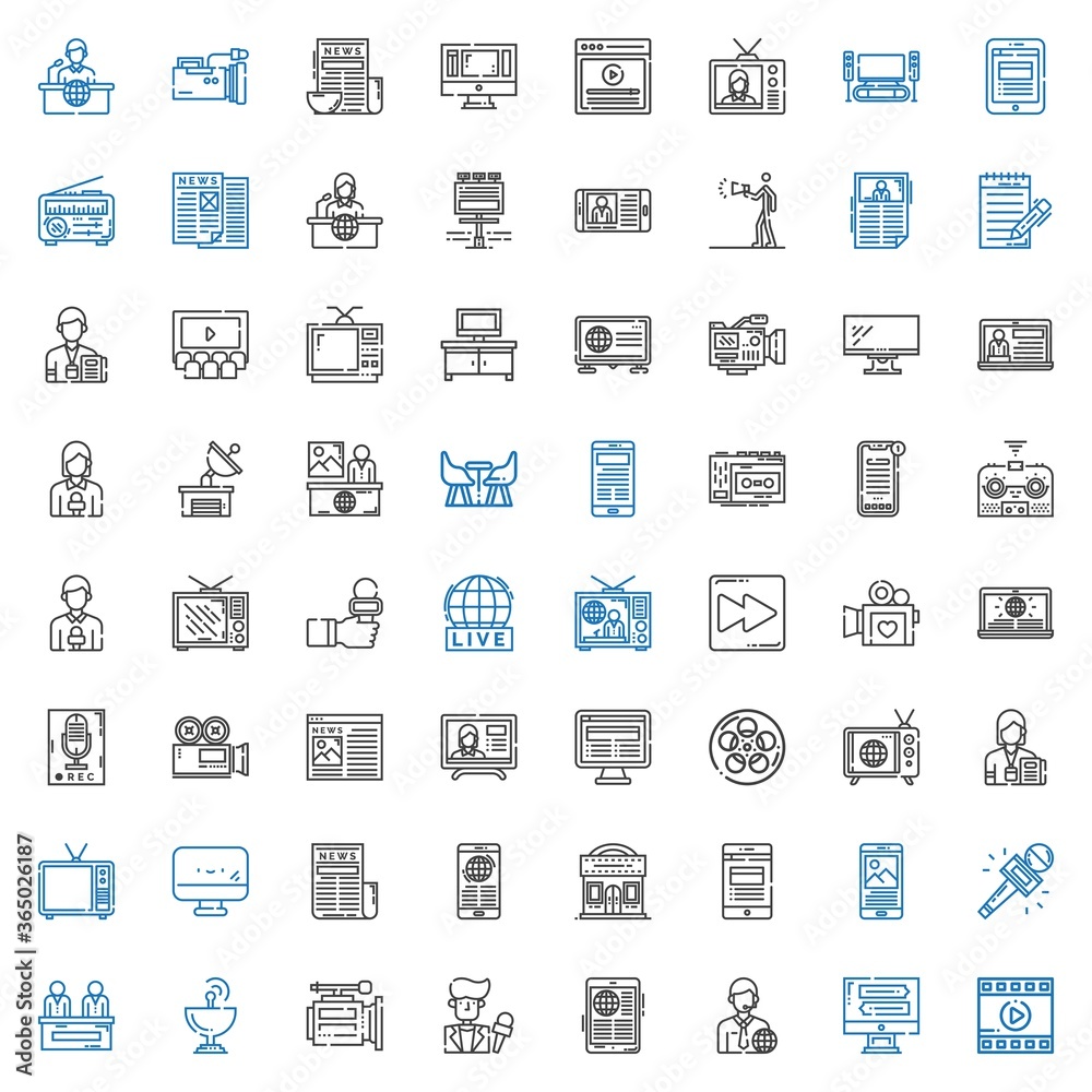 tv icons set tv icons set