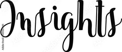 Insights Handwritten Font Calligraphy Black Color Text 
on White Background