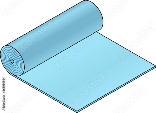 A roll of industrial material: blue foam sheet.