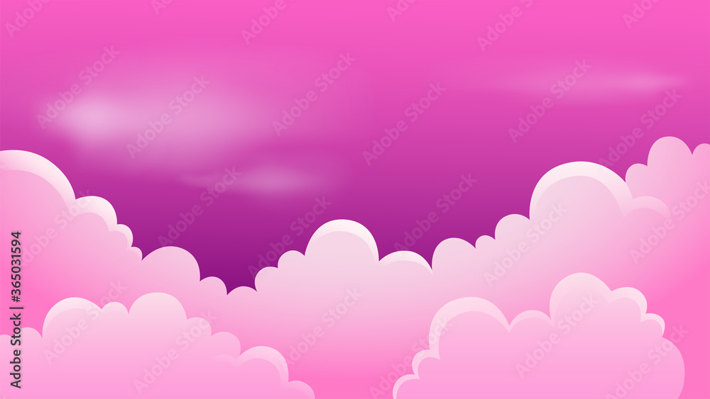 Fantasy purple sky and clouds. Vector illustration