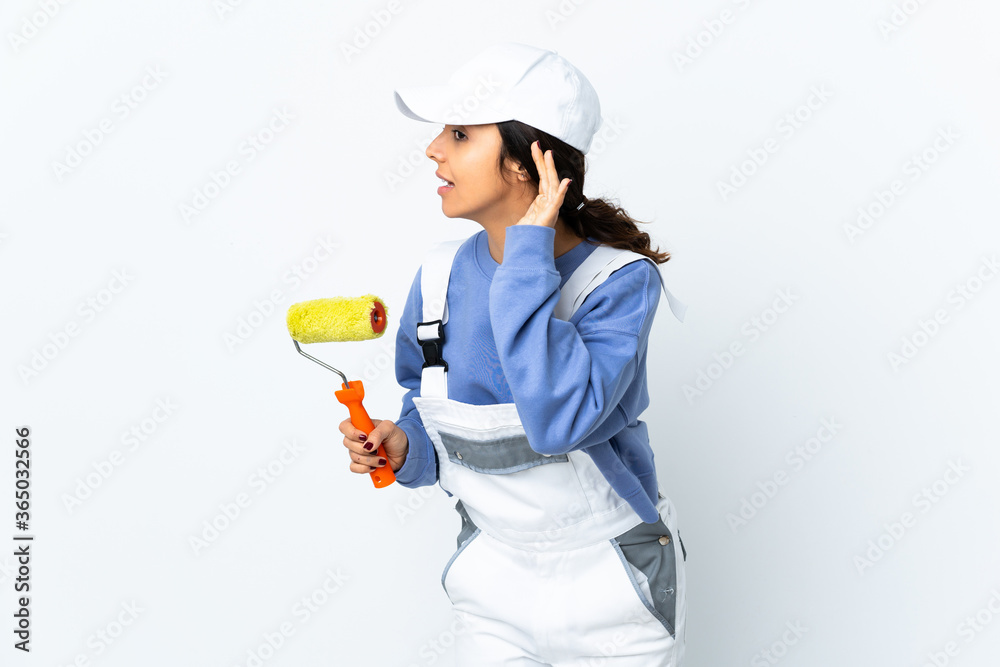 young woman over isolated white background young woman over isolated white background