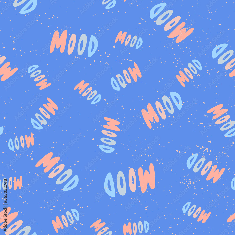 Fototapeta premium Mood. Retro pattern for print design. Cartoon vector illustration. Romantic seamless texture design. Hand drawn calligraphy lettering vector illustration.