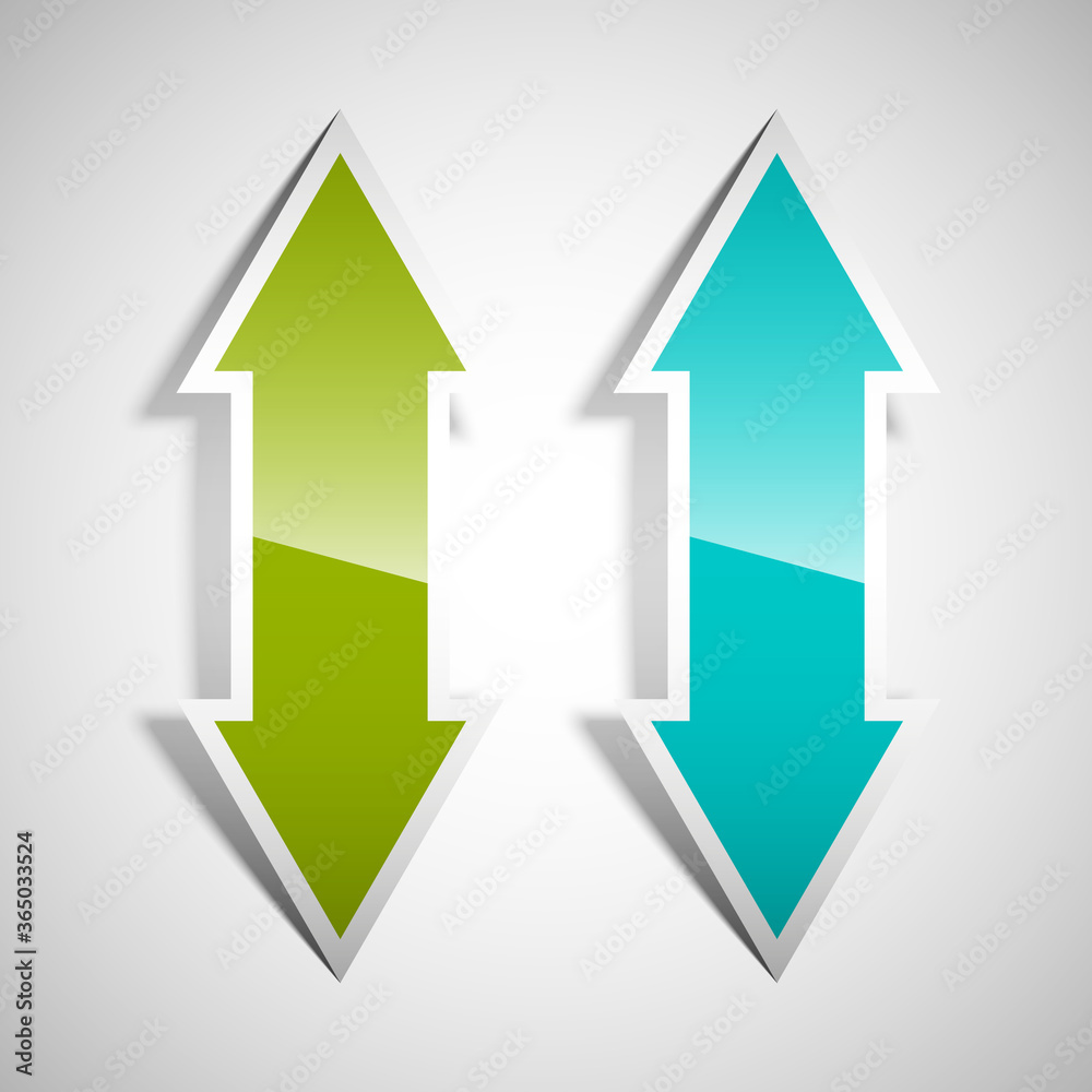 Two curved arrow. 2 direction banner shape. Trend form Two curved arrow. 2 direction banner shape. Trend form