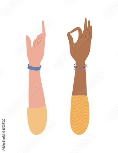 rock and okey sign with hand design of People arm finger person learn communication healthcare theme Vector illustration