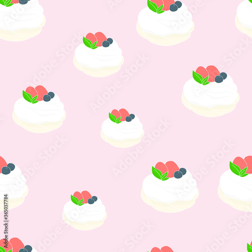 seamless pattern with meringues cakes