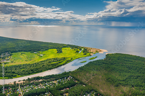 Fototapeta Naklejka Na Ścianę i Meble -  aerial view over the river Gauja and river mouth