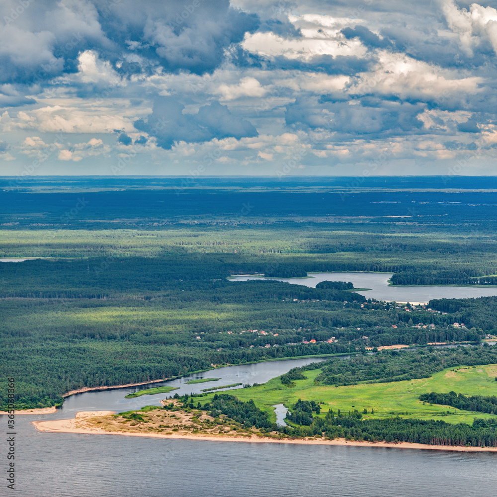 Fototapeta premium aerial view over the river Gauja and river mouth