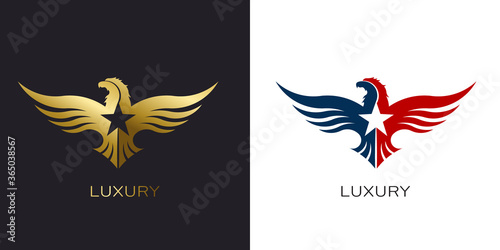 American Gold Eagle and Red White Blue Eagle Vector Logo