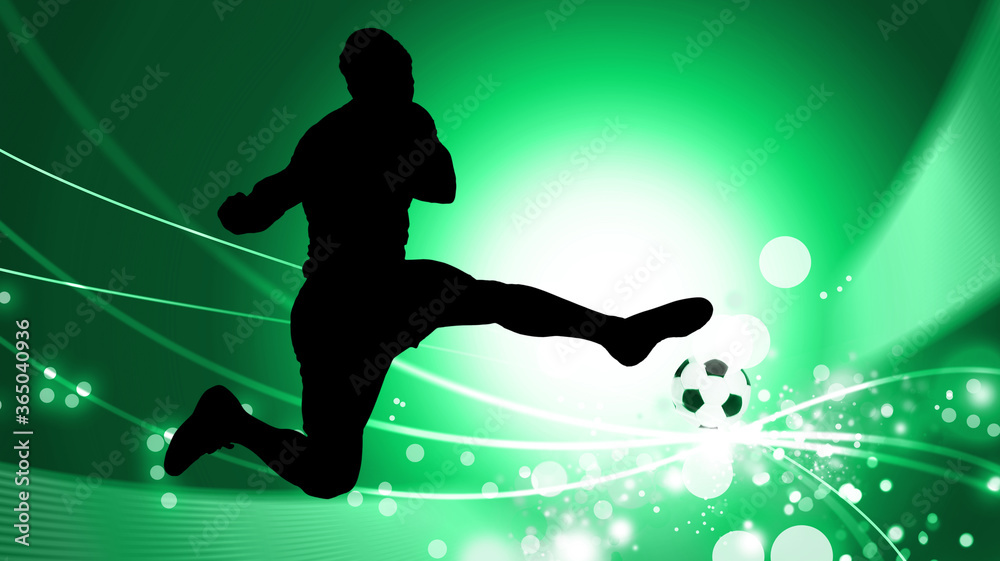 Silhouette of football player in action. Creative banner design