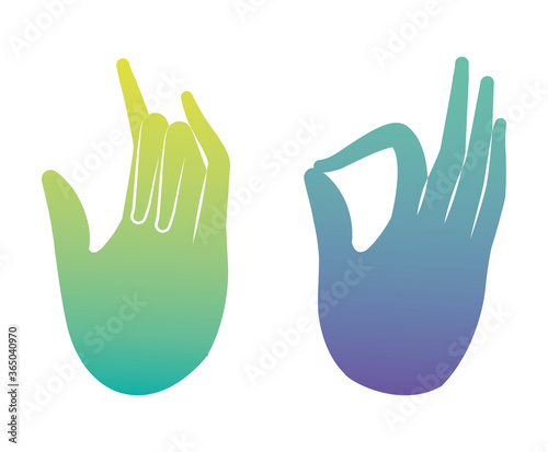 okey and rock sign hand design of People arm finger person learn communication healthcare theme Vector illustration