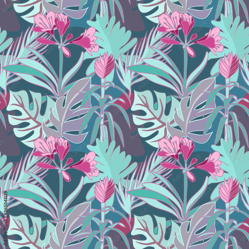 Tropical Plants Seamless Pattern. Tropical Plants Seamless Pattern.