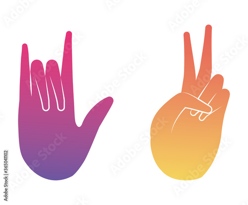 peace love and rock sign hand design of Hippie art and creative theme Vector illustration