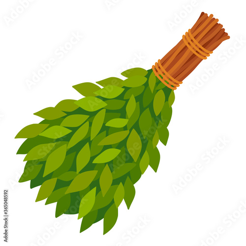 Broom from birch twigs, branches for Russian steam bath, sauna, washhouse.