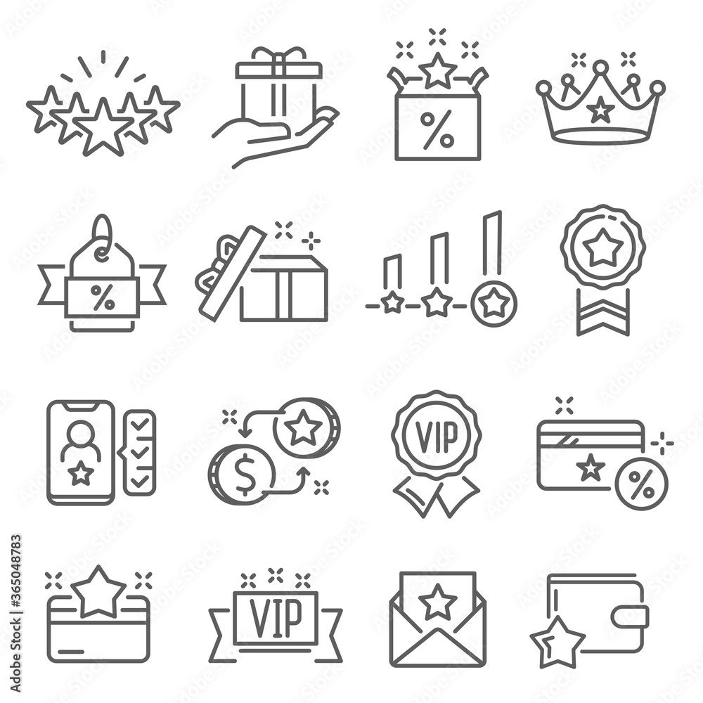 Referral program, invite friends, bonuses thin line icons set isolated on white. Affiliate marketing. Referral program, invite friends, bonuses thin line icons set isolated on white. Affiliate marketing.
