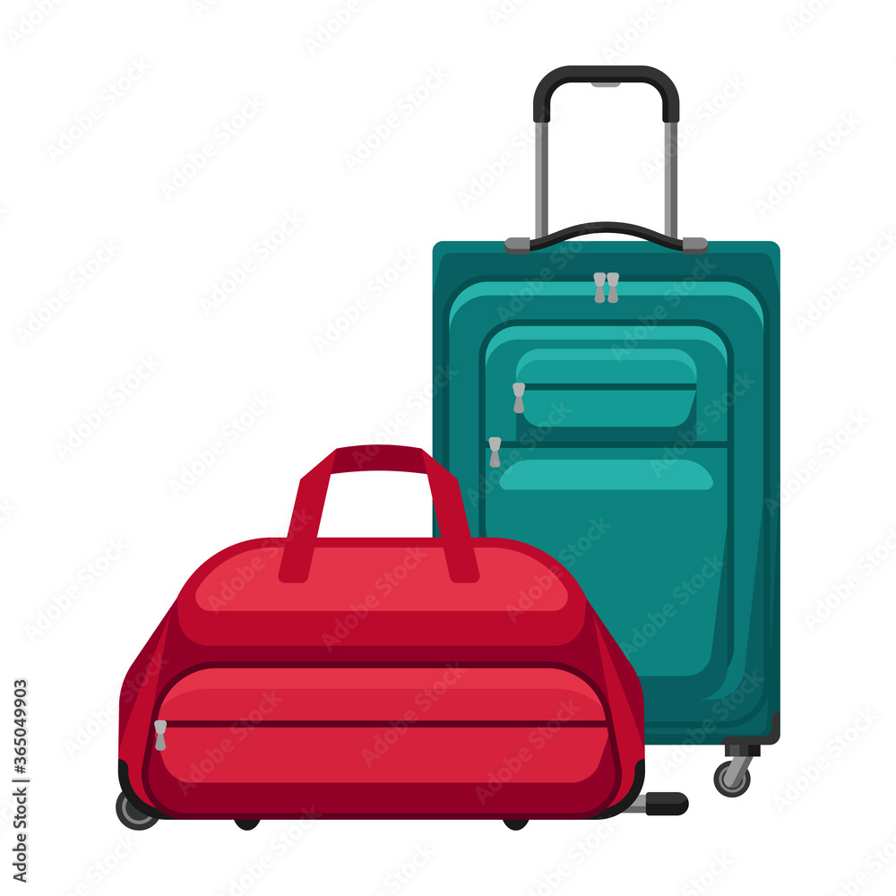 Fototapeta premium Illustration of travel suitcase and bag.