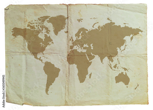 Old paper world map.