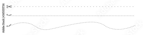 Scissors with cut line icon isolated. Vector illustration.