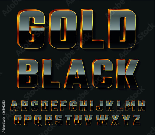 Gold and black metal alphabet set