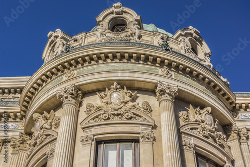 Architectural details of Opera National de Paris  Garnier Palace  - famous neo-baroque opera building. Paris  France. 
