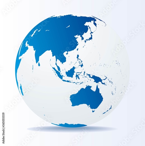 Earth hemispheres with continents,  realistic world map in globe shape