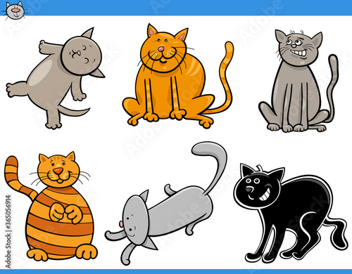 cartoon cats and kittens comic characters set