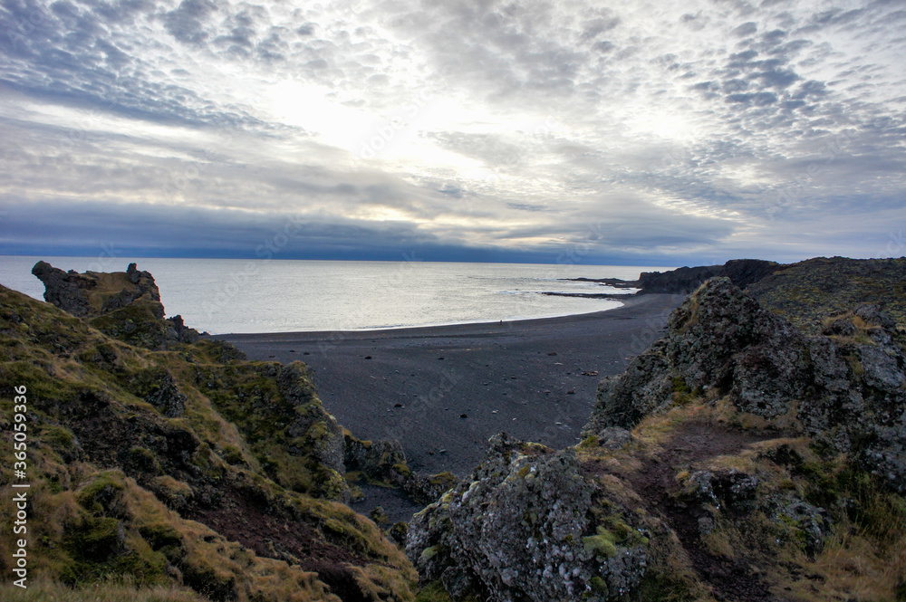Black Lava Pearl beach, Djupalonssandur in Iceland 