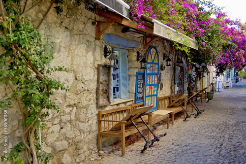 colorful and stone houses in Alacati cesme, izmir 