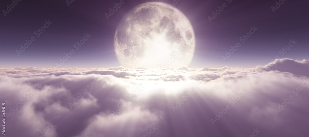 above clouds full moon illustration above clouds full moon illustration