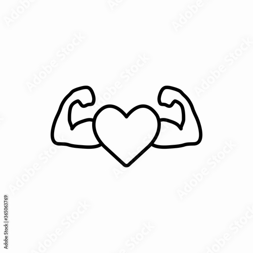 Outline heart with muscles icon.Heart with muscles vector illustration. Symbol for web and mobile