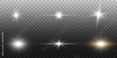 Bright star vector illustration. Beautiful rays on a transparent background