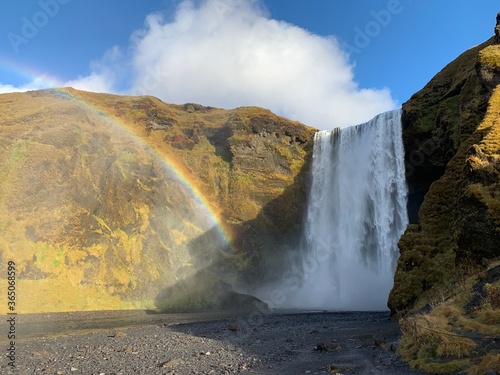 Rainbow and waterfall Iceland