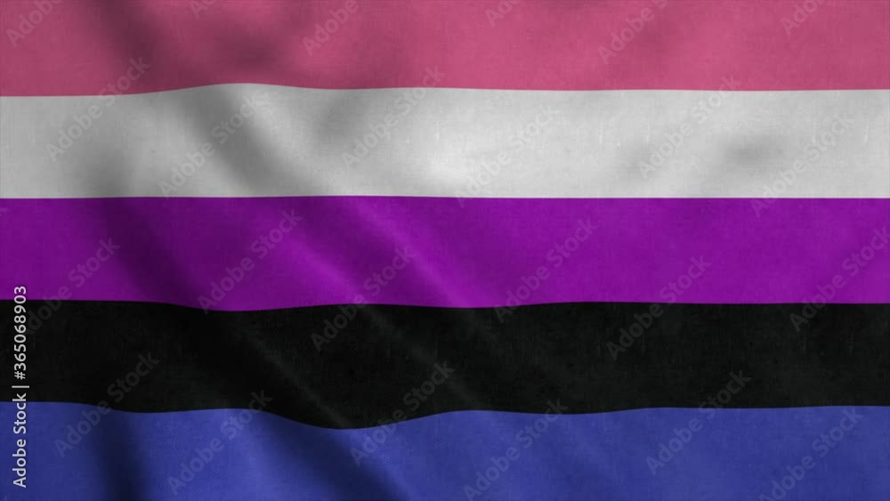 Genderfluidity Pride flag waving in the wind. 4K Genderfluidity Pride flag waving in the wind. 4K
