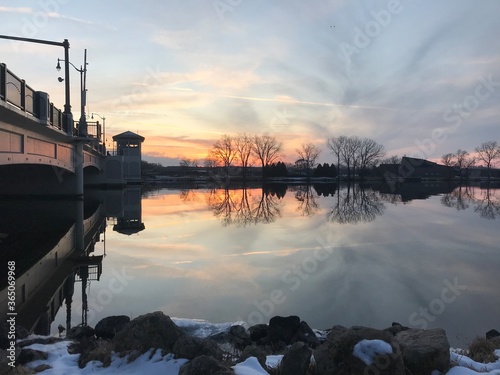 sunset over the river